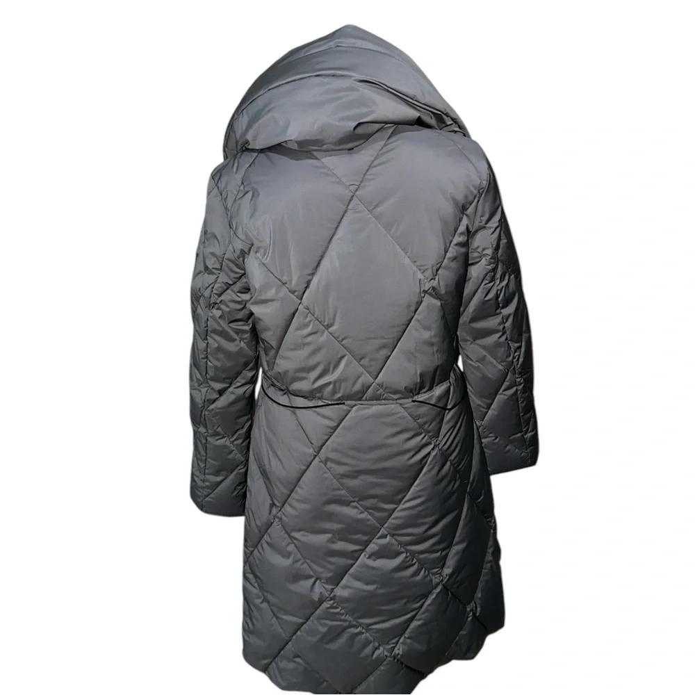 NWT DKNY Pillow Collar Diamond Quilt Long Puffer jacket with oversized - Picture 10 of 13
